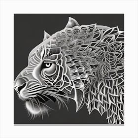 Tiger Head Black and White Canvas Print
