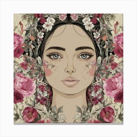 Girl With Flowers 9 Canvas Print