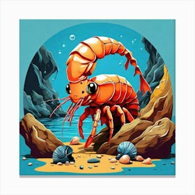 Lobster On The Rocks Canvas Print