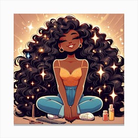Black Girl With Curly Hair 2 Canvas Print