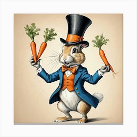 Rabbit In Top Hat 14 Canvas Print