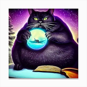 Black Cat Holding A Crystal Ball Canvas Print