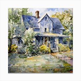 The Old Farmhouse Watercolor ~ Americana Vintage Wholesome Art Decor | Dreamy Idyllic Canvas Print