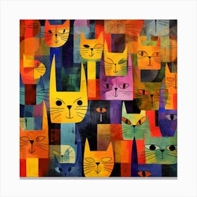 Maraclemente Cats Painting Style Of Paul Klee Seamless Canvas Print