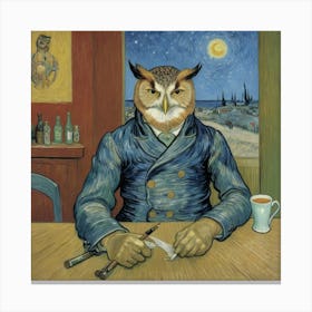 Owl At The Bar 1 Canvas Print