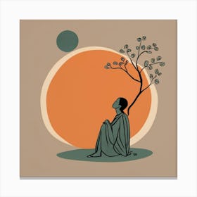 Buddha, looking up at.moon Canvas Print