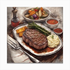 Steak And Mashed Potatoes Canvas Print