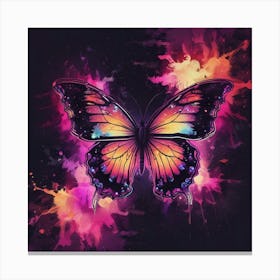 Butterfly On Black Background Canvas Print