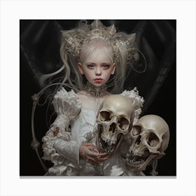 Girl With Skulls 3 Canvas Print