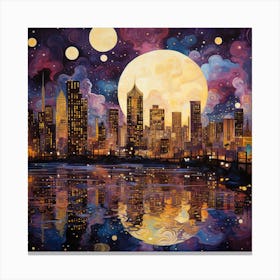 Full Moon Over Chicago Canvas Print