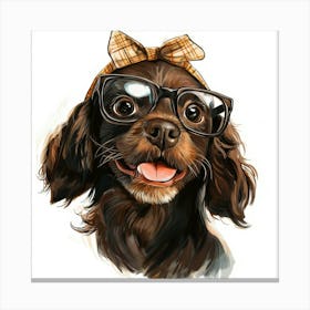 Cute Dog With Glasses 1 Canvas Print