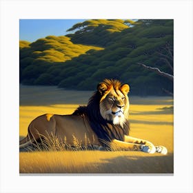 Lion In The Grass 7 Canvas Print