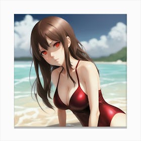 anime girl in swimsuit Canvas Print