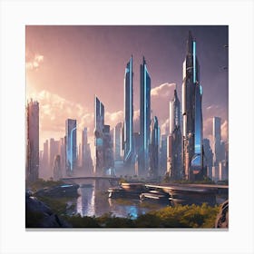 Futuristic Cityscape 176 Canvas Print
