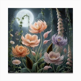 Flowers In The Moonlight Canvas Print