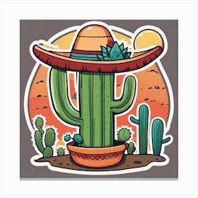 Cactus With Sombrero 5 Canvas Print