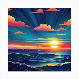 Sunset Over The Ocean 127 Canvas Print