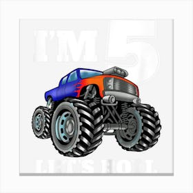 Kids Monster Truck 5th Birthday Boy 5 Five Year Old Canvas Print