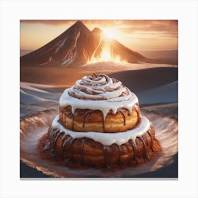 Cinnamon Bun On A Plate Canvas Print