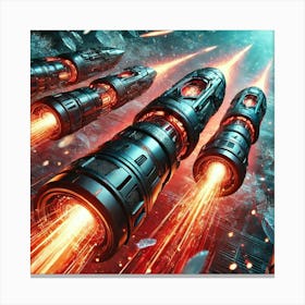 A Close Up Futuristic Sci Fi Depiction Of Plasma Missiles Canvas Print