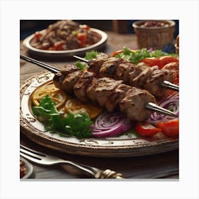 Kebabs On A Plate Canvas Print