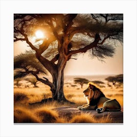 Lion In The Savannah 12 Canvas Print