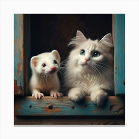 Ferret And Cat Canvas Print