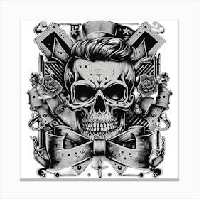 Rockabilly Engine Skull Canvas Print