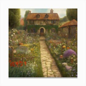 Gustav Klimt Style Farm Garden 10 Canvas Print