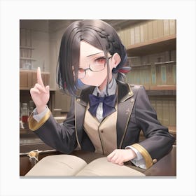 Anime Girl studying Canvas Print