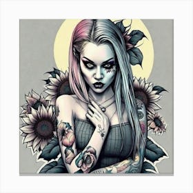 Girl With Tattoos Canvas Print