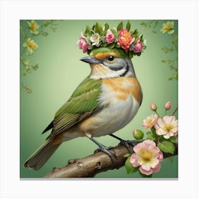 Bird In A Flower Crown 1 Canvas Print