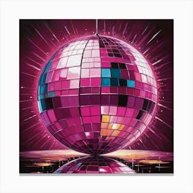 Default Disco Ball Pink Oil Paint Art 3 Canvas Print