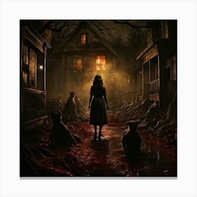 Vintage Horror Scenes Depicted Across A Chaotic Spectrum Chiaroscuro Lighting Dominates With Eerie (1) Canvas Print