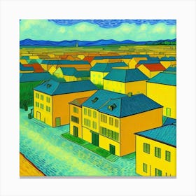 Rustic Bliss: Life in the Countryside Yellow Houses Canvas Print