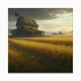 Barn In The Wheat Field Canvas Print