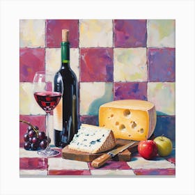 Cheese & Wine Checkerboard 2 Canvas Print