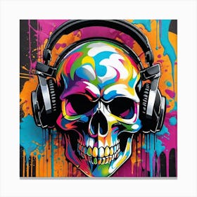 Skull With Headphones 70 Canvas Print