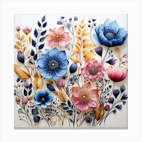 Flowers On Paper Canvas Print