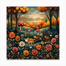 Fairytale Forest, Naive, Whimsical, Folk Canvas Print
