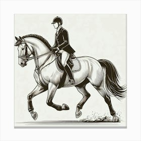 Line Art rider on horse 2 Canvas Print