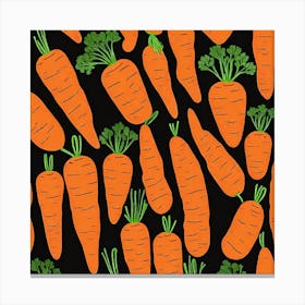 Carrots On Black Background 2 Canvas Print