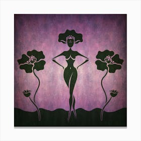 Woman In Black And Purple Canvas Print