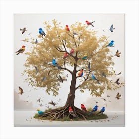 Birds On A Tree 1 Canvas Print