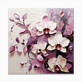 Pattern with mauve Orchid flowers 2 Canvas Print