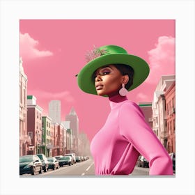 Woman In A Green Hat Canvas Print