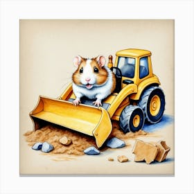 Hamster In A Bulldozer Canvas Print