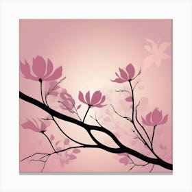 Branches With Pink Flowers And Luminous Background Canvas Print