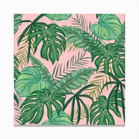 Tropical Greens Leaves Design 5 Canvas Print