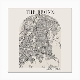The Bronx New York Boho Minimal Arch Full Beige Color Street Map 1 Canvas Print